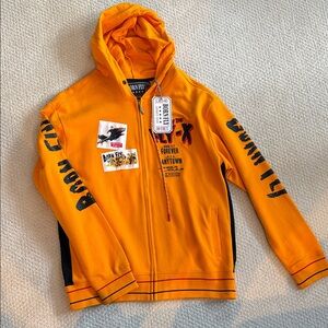 Boldfit Men's Orange Graphic Hoodie Jacket